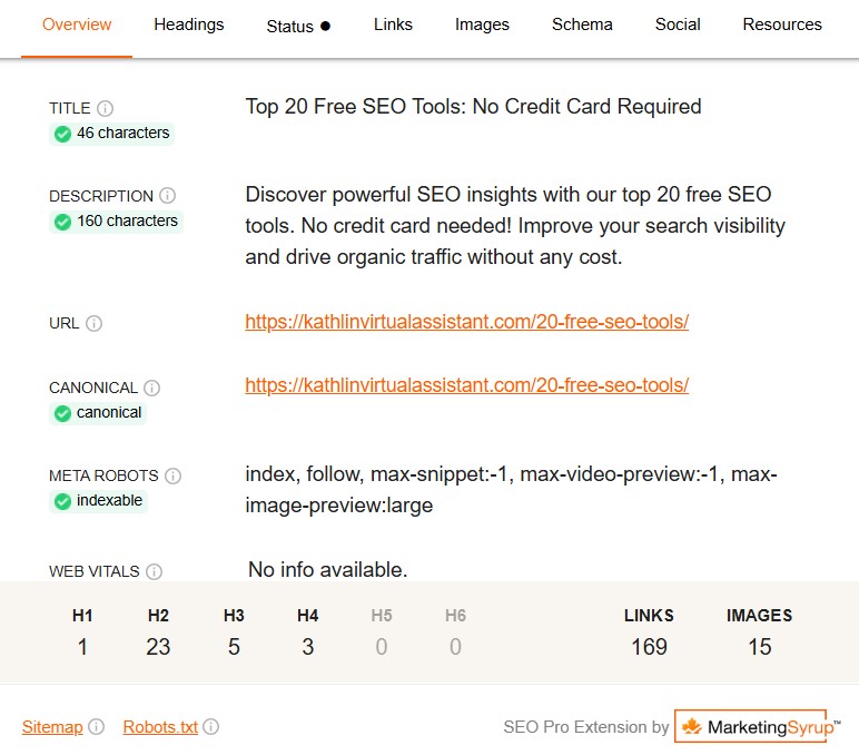 marketing syrup chrome plugin screenshot